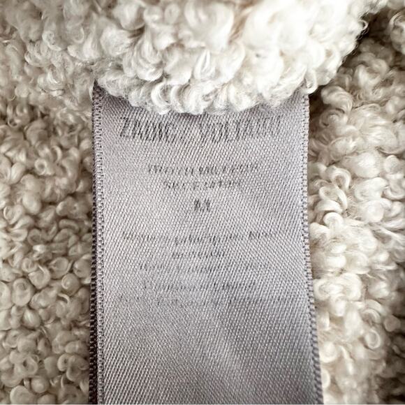 Zadig & Voltaire Military Green Troyh Mili Shearling Lined Utility Jacket Medium - Picture 13 of 15